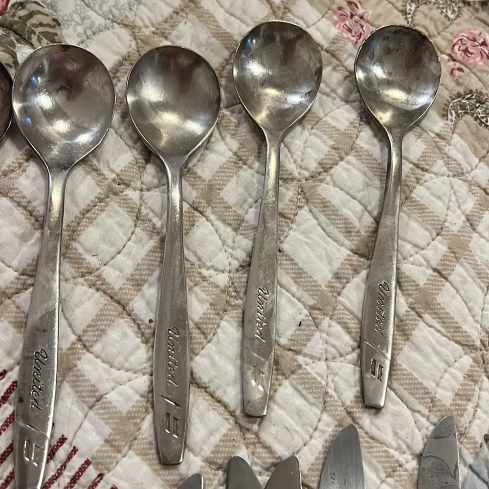 Vintage United Airlines first class Silver plated silverware forks knives spoons